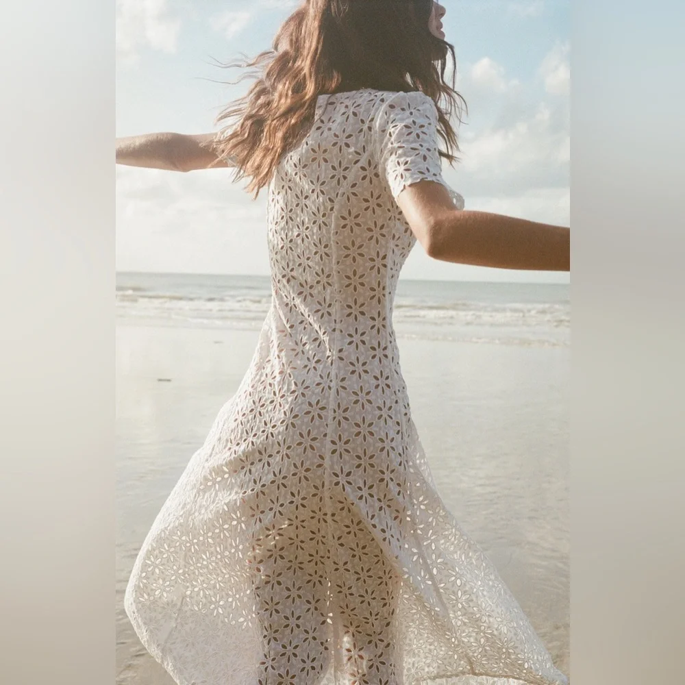 PALM Sophia Button Up White Eyelet Dress Coverup NWT - Picture 9 of 16